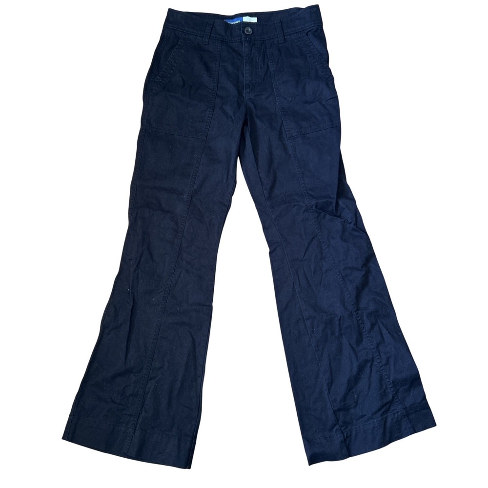 Old Navy Womens 6 Black Utility Flare Leg Cotton Twill Trousers Pants